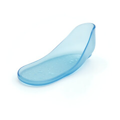 Transparent blue gel heel insert with ergonomic shape and soft texture  