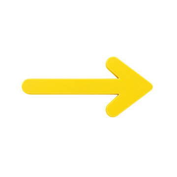 A bright yellow arrow points to the right, isolated on transparent background, indicating direction or guidance transparent background
