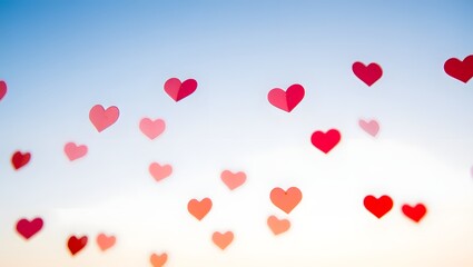 Valentine's day hearts background, love and romance concept, heart shaped paper cutouts
