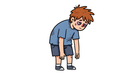 Obraz premium Lazy Cartoon Character Lying Down from Exhaustion