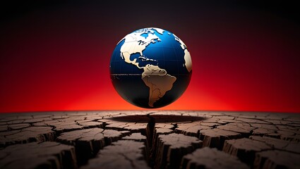 Climate change and drought concept global warming earth globe cracked dry soil land