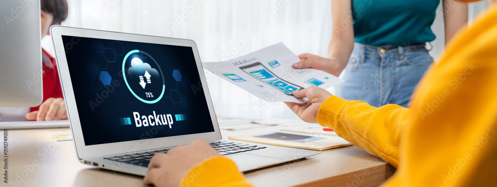 Aufkleber backup storage data internet technology business concept. database storage cloud technology file dat