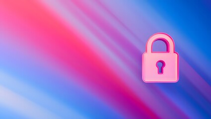 Pink padlock security safety privacy concept on colorful background for protection lock