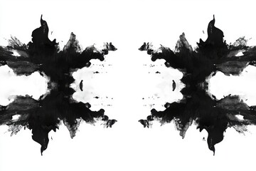 Abstract black ink blots are isolated on white background