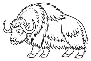 coloring page line art the musk ox black vector