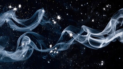 Abstract swirling smoke against a starry night sky