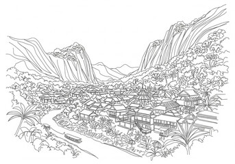 Fototapeta premium Alanya in Antalya Province one line drawing style