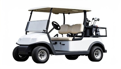 White golf cart on a white background (1)