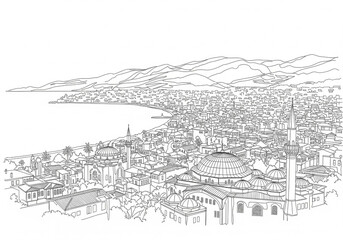 Antalya one line drawing style