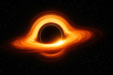 Fototapeta premium Awesome depiction of a realistic black hole and its intense gravity field