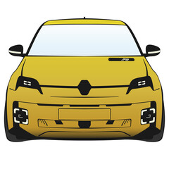 R5 like hothatch car front yellow