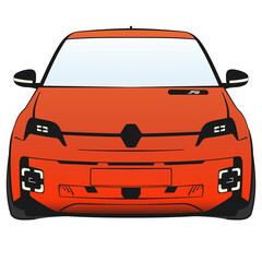 R5 like hothatch car front orange