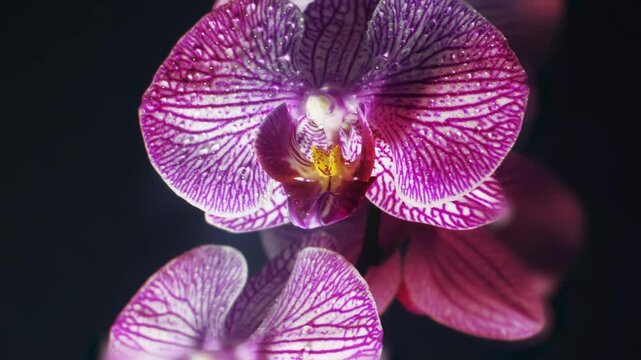 Bright, colorful archidea flower in spray drops. Archidea symbolizes beauty, romance and tenderness.
