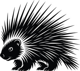 Porcupine Silhouette Vector Icon – Wild Animal with Sharp Quills