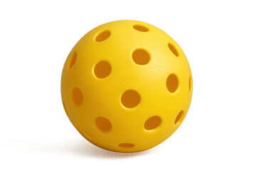 Bright Yellow Pickleball Ball with Holes on Transparent Background