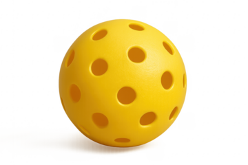 Bright Yellow Pickleball Ball with Holes on Transparent Background