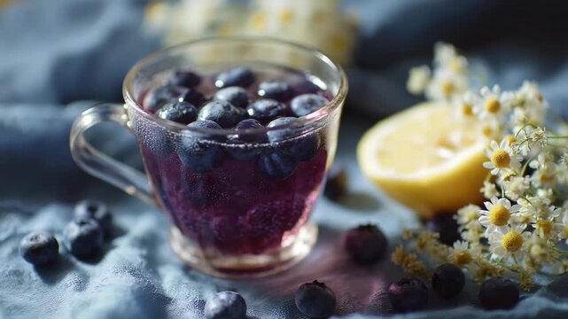 fresh fruit ade water with blueberries