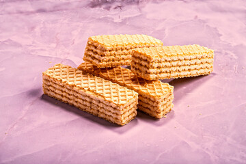 Crunchy Vanilla Wafers on Pink Marble Background