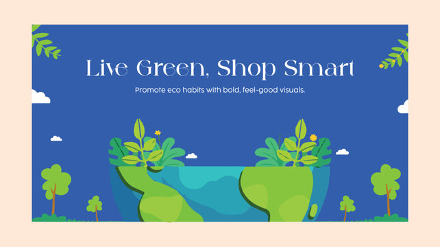 Facebook Ad template promoting green living and smart shopping with eco visuals. Great for sustainable brands, zero-waste shops, and environmental awareness campaigns.