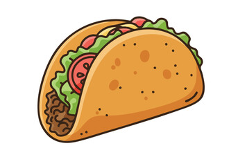 A cheerful taco takeaway treat illustration. Bright colors and a simple, appealing design. Perfect for food branding, menus, or digital marketing. Clean, modern style.