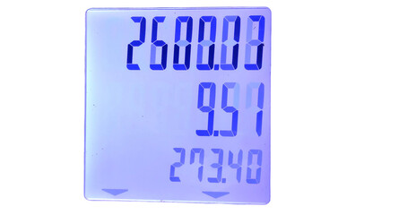 Digital Meter Display on Fuel Pump Showing Three Numerical Readouts PNG
