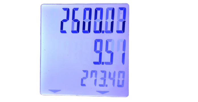 Digital Meter Display on Fuel Pump Showing Three Numerical Readouts PNG