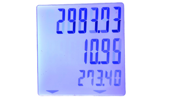 Digital Meter Display on Fuel Pump Showing Three Numerical Readouts PNG