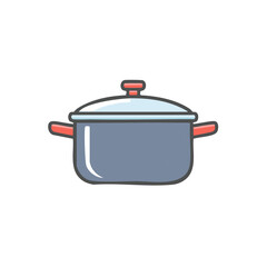 Stylized Kitchen Pot with Lid Illustration for Cooking and Food Preparation