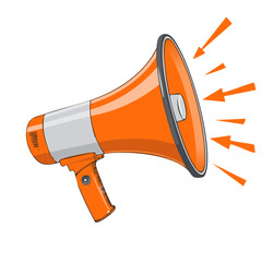 Orange Megaphone Vector Graphic Announcing Something Important for Marketing and Communication