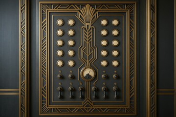 Art Deco Elevator Control Panel with Ornate Design and Vintage Aesthetic