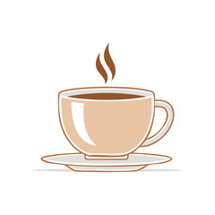 Steaming Coffee Cup: Isolated Vector Graphic of Beverage on Saucer with Rising Vapor