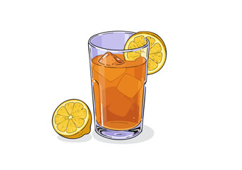 A refreshing iced tea with lemon and ice. ?Chilled sober delight? ? a stylish, minimalist illustration perfect for beverages, wellness, or lifestyle content. Bright, clean design.