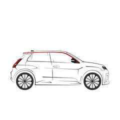 R5 like hothatch car from side set orange, yellow, green, blue, transparent