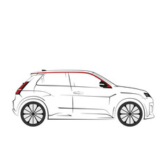R5 like hothatch car from side transparent
