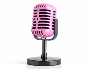 Pink vintage microphone on white background (1)