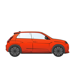 R5 like hothatch car from side orange
