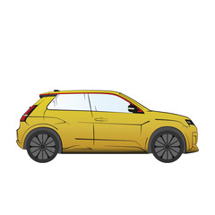 R5 like hothatch car from side yellow