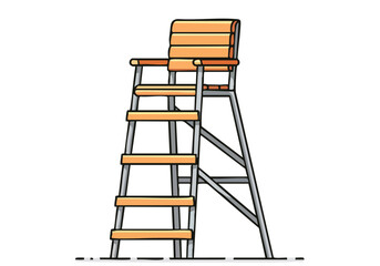 A simple, flat illustration of a lifeguard stand against a pale yellow background. It?s a clean, modern design suitable for safety and water-related themes. Perfect for web graphics and marketing.