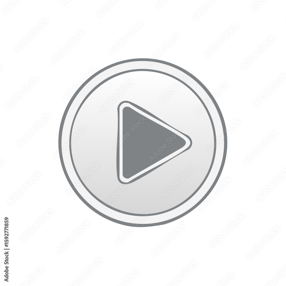 Aufkleber play button icon gray round shape media interface multimedia controls