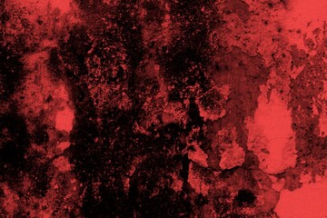 Red background, Rough textured red wall with visible cracks and dark abstract patterns, ideal for...