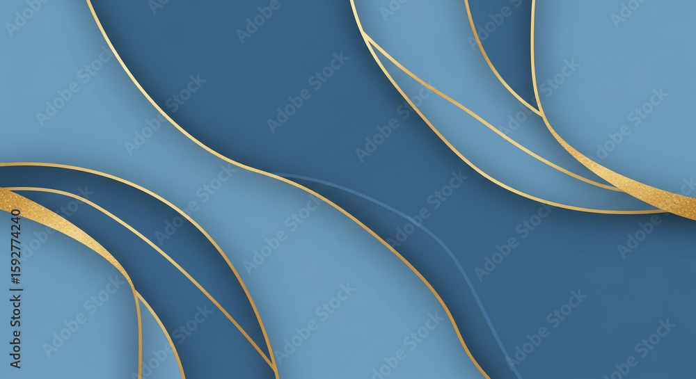 Fototapete an elegant abstract background featuring flowing blue and gold layers creates a luxurious and modern