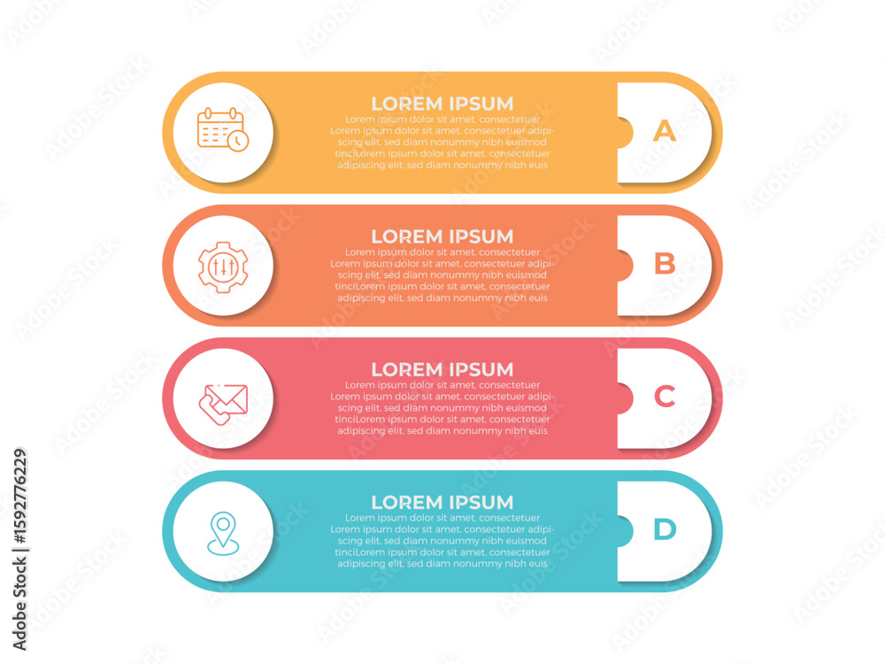 Poster vector infographic label design template 4- options or steps. can be used for process diagram, prese