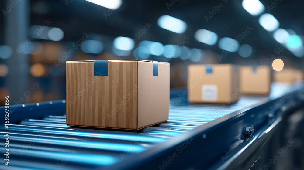 Poster automated warehouse conveyor system for efficient parcel handling