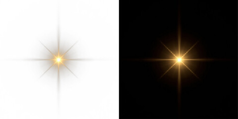 golden star black background. Starburst, highlights, special effects, Cinematic, celestial designs. isolated effect for overlays PNG