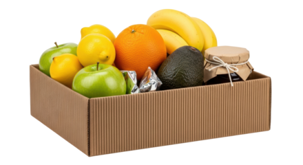 Isolated Cardboard Box Full of Fruits