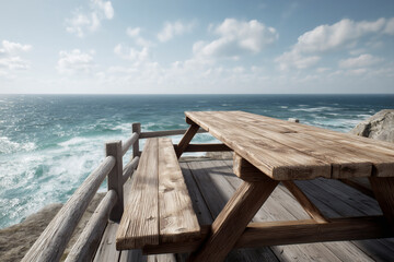 Coastal picnic spot with ocean view on a sunny day