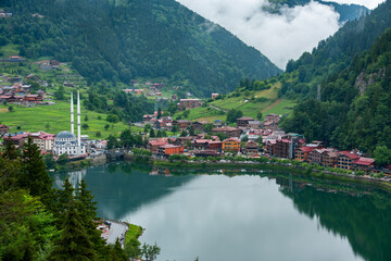 Fototapeta premium Uzungöl is a landslide barrier lake located in the Trabzon province of Türkiye. It is an important tourism location.