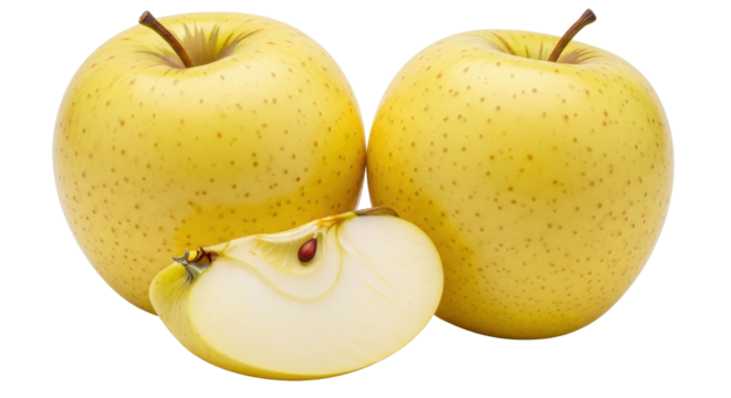 Isolated Yellow Apples and Slice