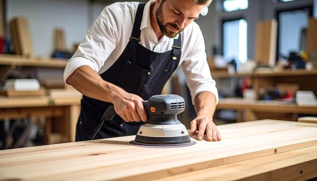 Craftsman sanding wood
