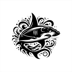 Aggressive shark illustration